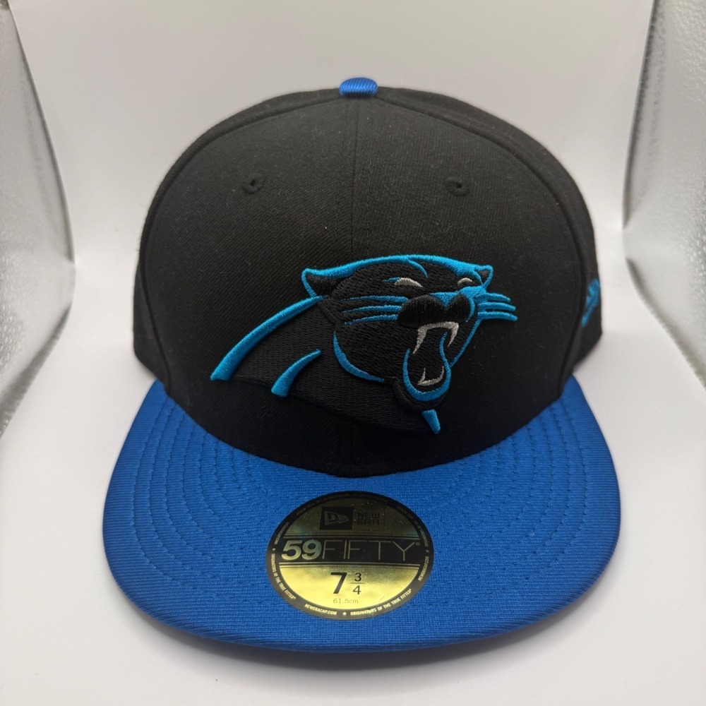 New Era 59Fifty Carolina‎ Panthers Black/Blue Fitted Cap Size 7 3/4 NFL